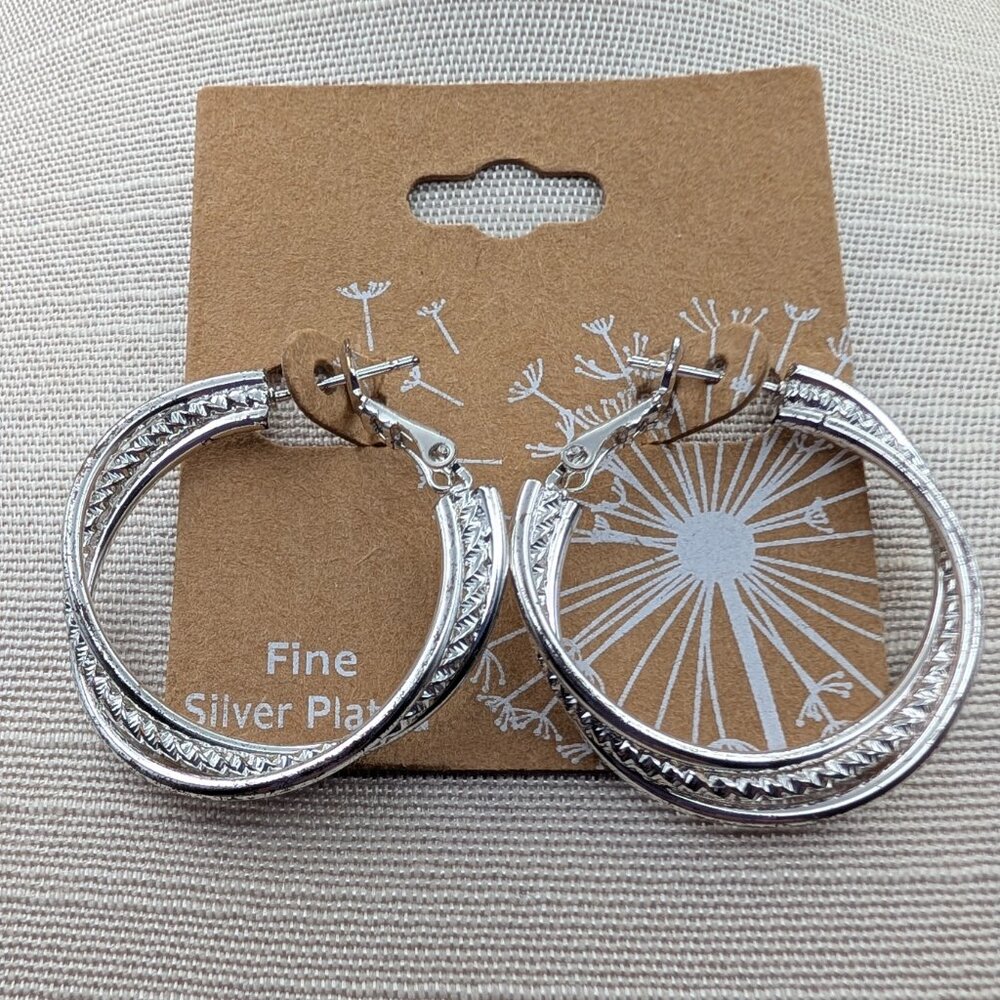 Fine Silver Plated Loop Earrings - NWT